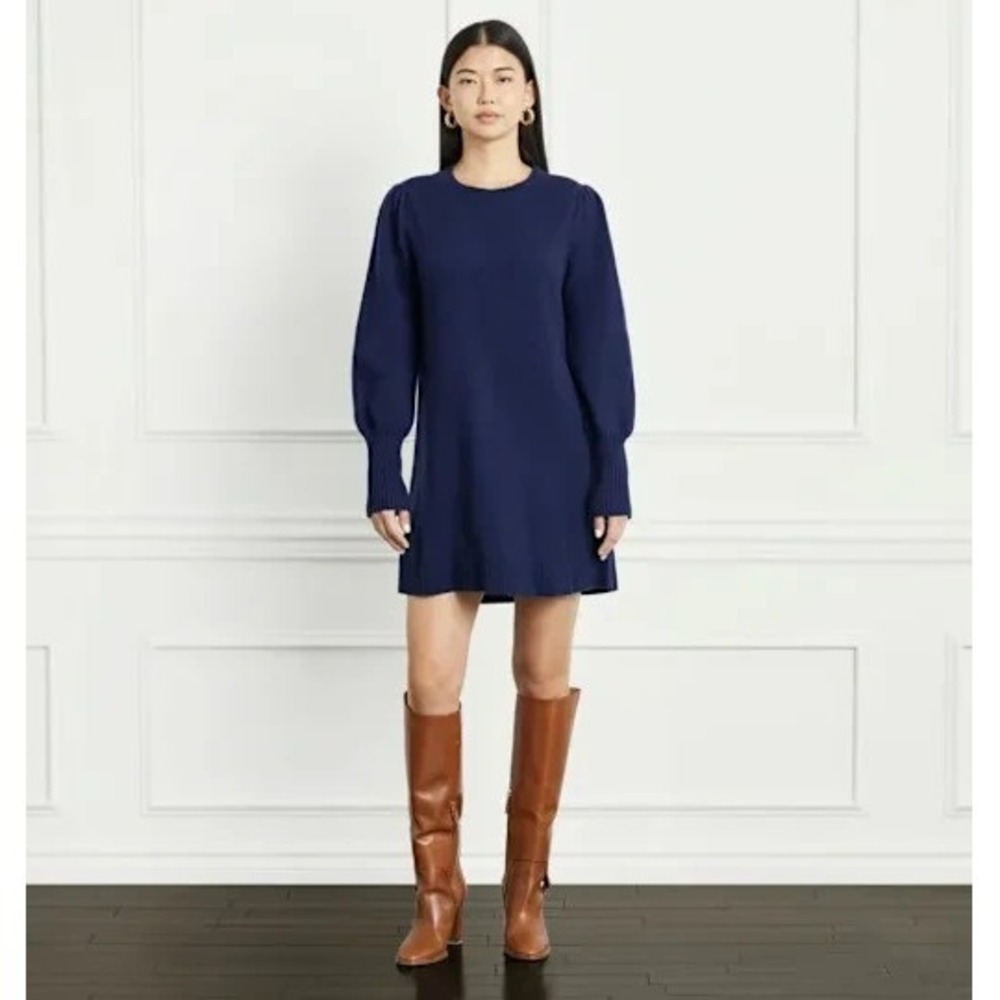 Hill House The Sylvie Sweater Dress Womens M Navy Blue Crew Neck 100% Wool NWT